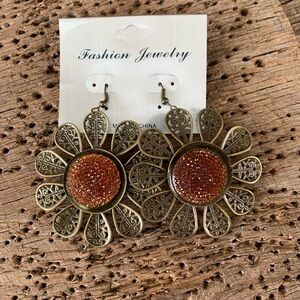 3/$15 Bronze Flower Earrings